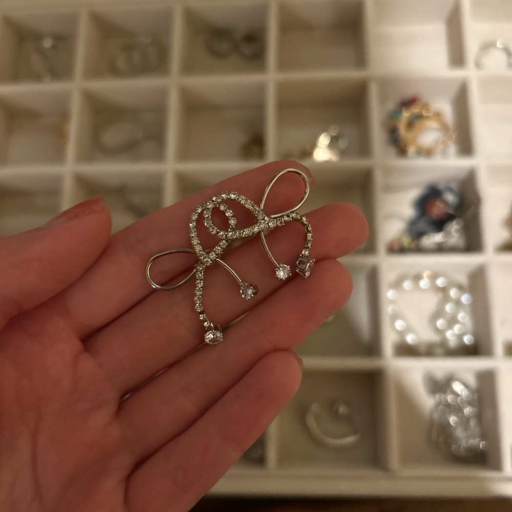 Elegant Silver Crystal Brooch